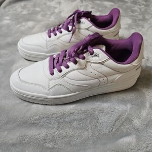 ZARA Women’s White Sneakers – Purple Accents – Size 38